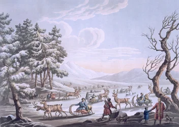 Les natifs Tungus quittant le camp d